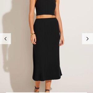 Vitamin A black ribbed midi skirt